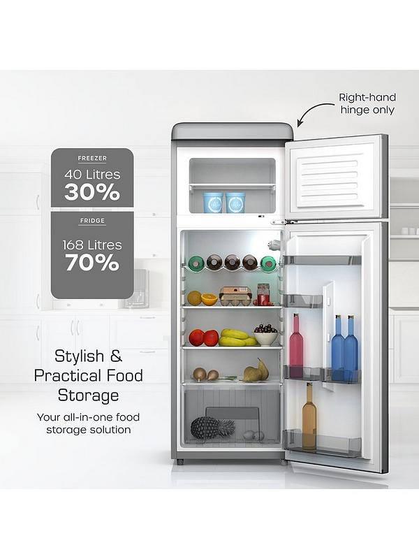 Swan SR11010GRNE Retro Grey Top Mounted Fridge Freezer 208L - Image 3